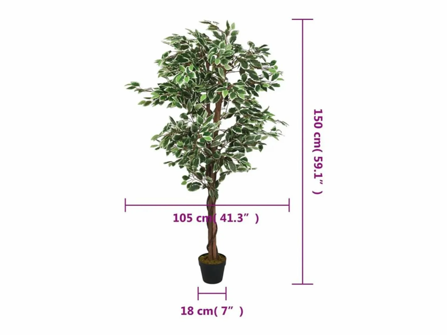 Ficus artificial 756 hojas 150 cm Verde