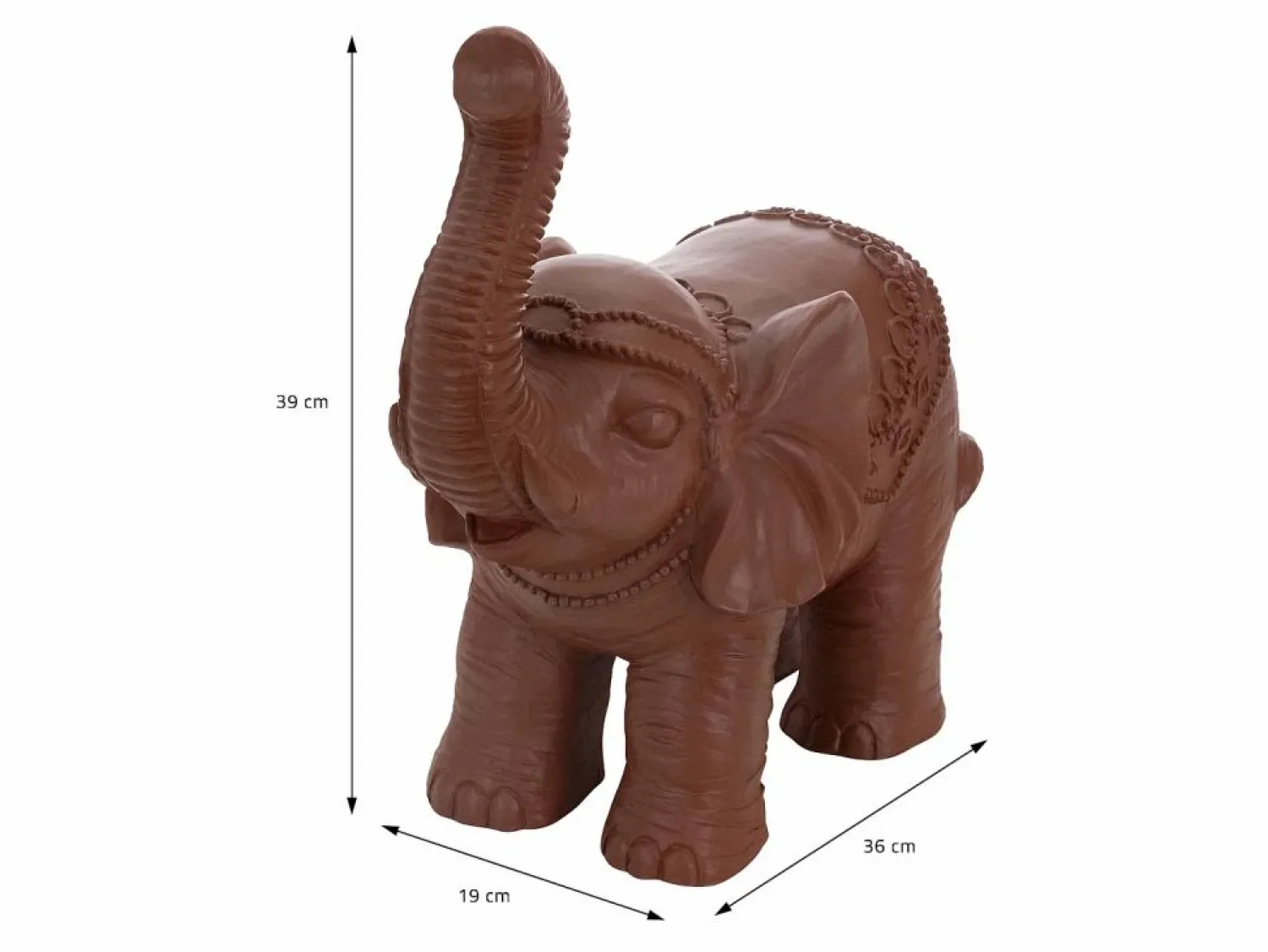 ML-DESIGN Figura decorativa elefante 36 x 19 x 39 cm marrón de jardín de óxido de magnesio