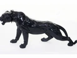 New Figurita decorativa pantera con collar, alto brillo con collar Estatua