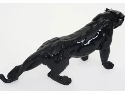 New Figurita decorativa pantera con collar, alto brillo con collar Estatua