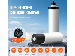 Discount Filtro de Agua Alimentado por Gravedad SucceBuy, Sistema de Filtración de Agua por Gravedad 8,5 L 2 Filtros Plateado