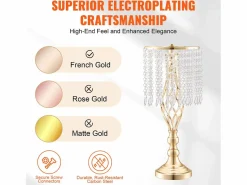 Florero SucceBuy - Juego de 12 Jarrones de Cristal de 49 cm, s, con Diseño Floral, para Bodas y Ceremonias, Metal/