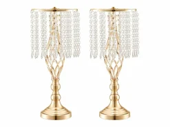 Florero SucceBuy - Juego de 12 Jarrones de Cristal de 49 cm, s, con Diseño Floral, para Bodas y Ceremonias, Metal/