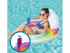 Bestway Flotador Hinchable para Playa o Piscina Rainbow Dreams Swin Tube 105x33 cm con Posavasos Multicolor
