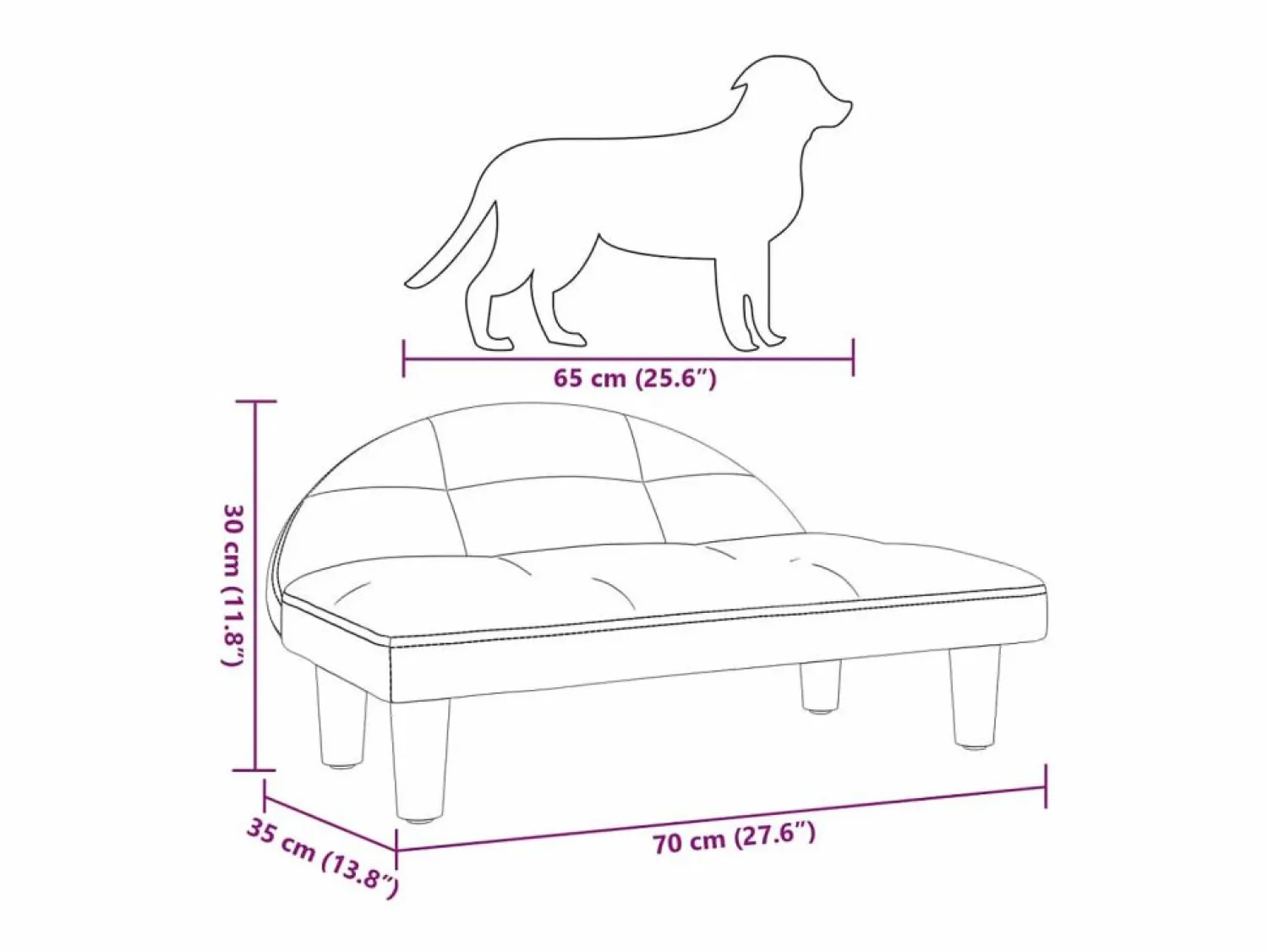 Garden Furniture Fort Morgan Cama para perros de tela oscuro 70x52x30 cm