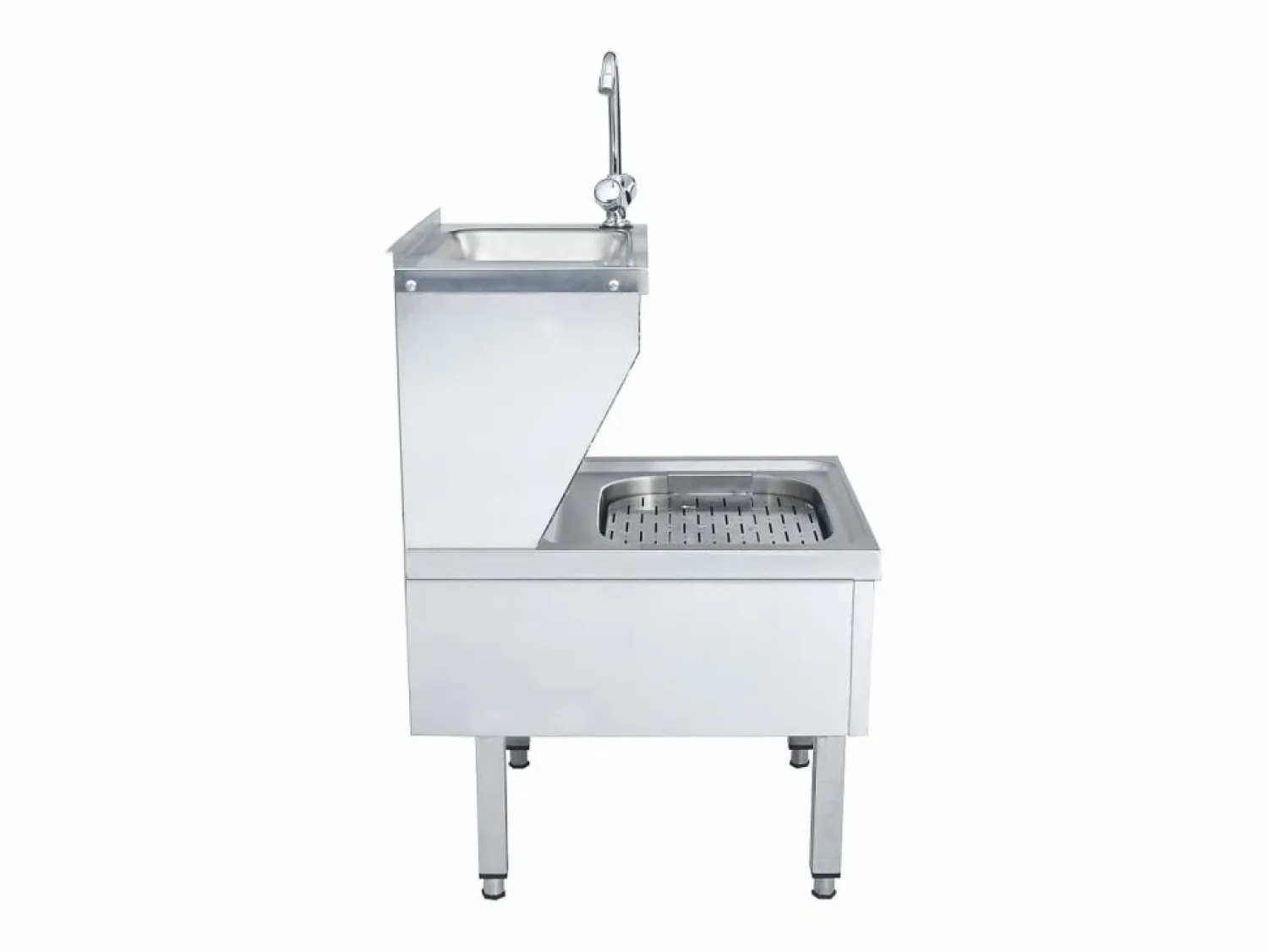 Clearance Fregadero comercial para lavado de manos con grifo de acero inoxidable Plateado