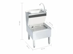 Clearance Fregadero comercial para lavado de manos con grifo de acero inoxidable Plateado