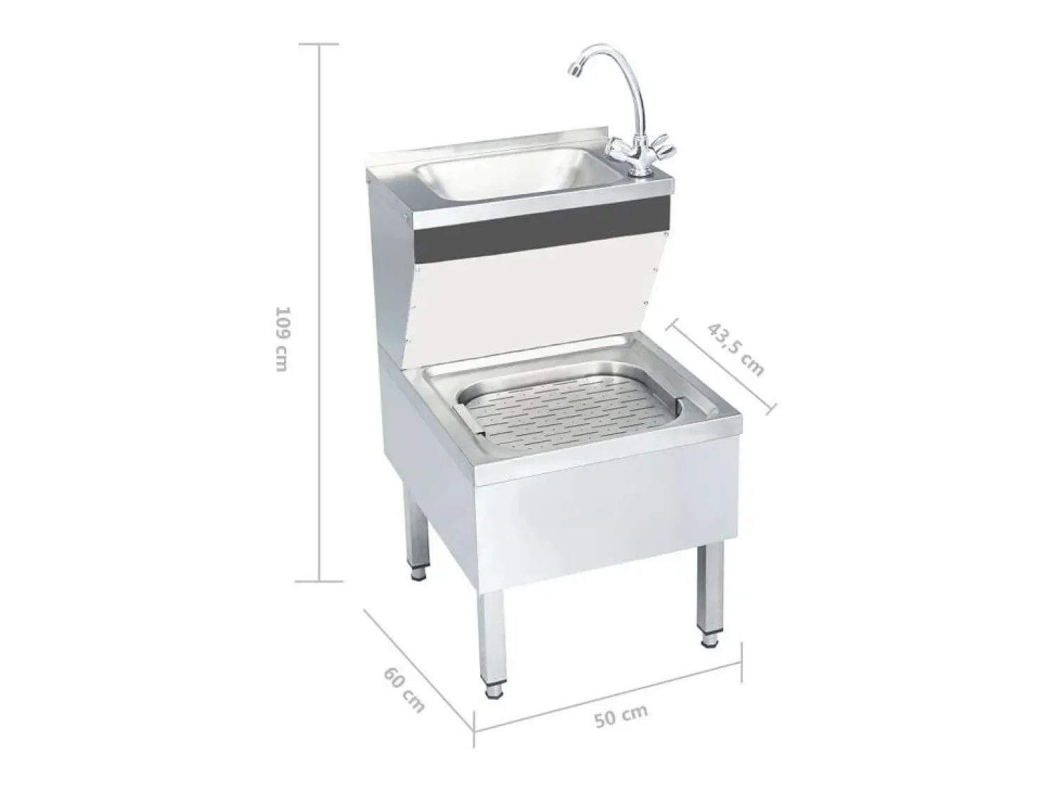 Clearance Fregadero comercial para lavado de manos con grifo de acero inoxidable Plateado