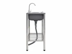 Fregadero de camping doble con grifo de acero inoxidable Plateado