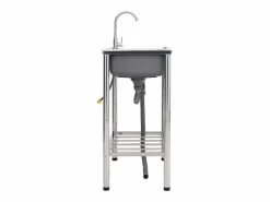 Online Fregadero de camping doble con grifo de acero inoxidable Plateado