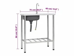 Outlet Fregadero de camping individual con grifo de acero inoxidable Fregadero