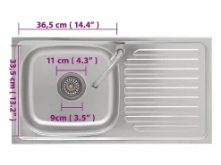 Outlet Fregadero de camping individual con grifo de acero inoxidable Fregadero