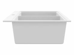 Fregadero de cocina bajo encimera de granito crema con doble cubeta