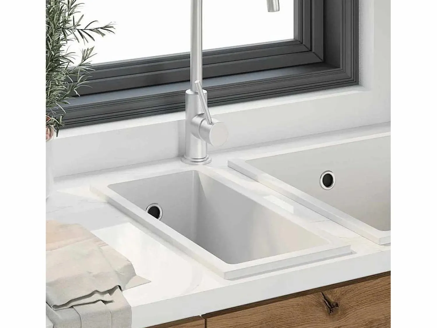 Outlet Fregadero de cocina 21 x 44 x 14 cm Granito Fregadero