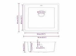 Fregadero de cocina 54 x 44 x 20 cm Granito Blanco