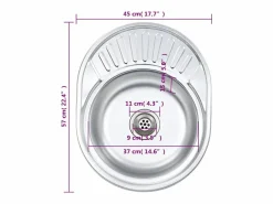 Hot Fregadero de cocina con colador y sifón ovalado de acero inoxidable Fregadero