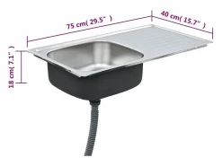 Hot Fregadero de cocina con colador y sifón de acero inoxidable Fregadero