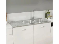 Fregadero de cocina de dos senos de 1200x500x155 mm de acero inoxidable