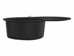 Clearance Fregadero de cocina de granito de un seno ovalado Negro