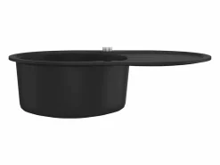 Clearance Fregadero de cocina de granito de un seno ovalado Negro