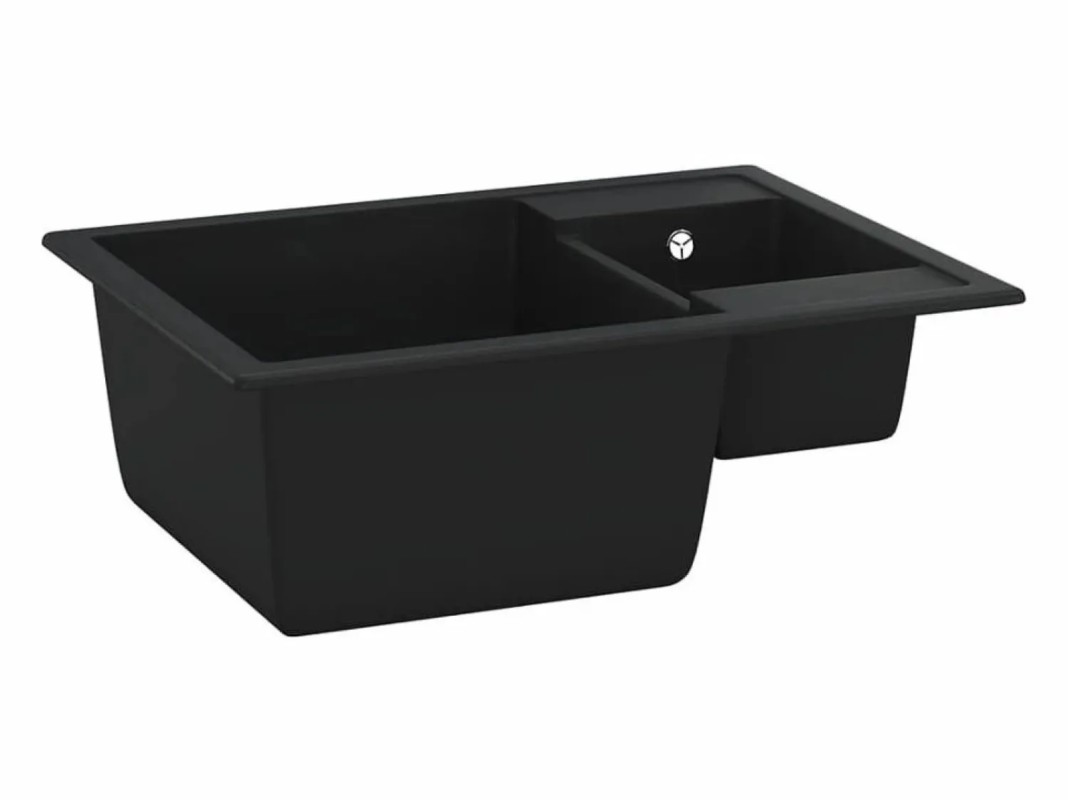 Fregadero de cocina de granito y dos lavabos con orificio de desbordamiento