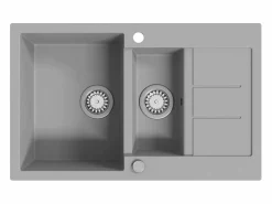 Fregadero de cocina de granito de dos senos Gris