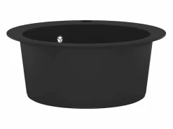 Fregadero de cocina de granito de un seno redondo Negro