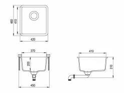 Outlet Fregadero de cocina de granito, fregadero individual, Blanco