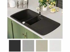 Outlet Fregadero de cocina de granito de dos senos Fregadero