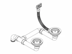 Outlet Fregadero de cocina de granito de dos senos Fregadero