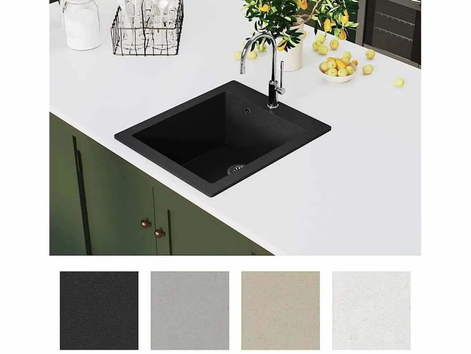 Clearance Fregadero de cocina de granito Negro