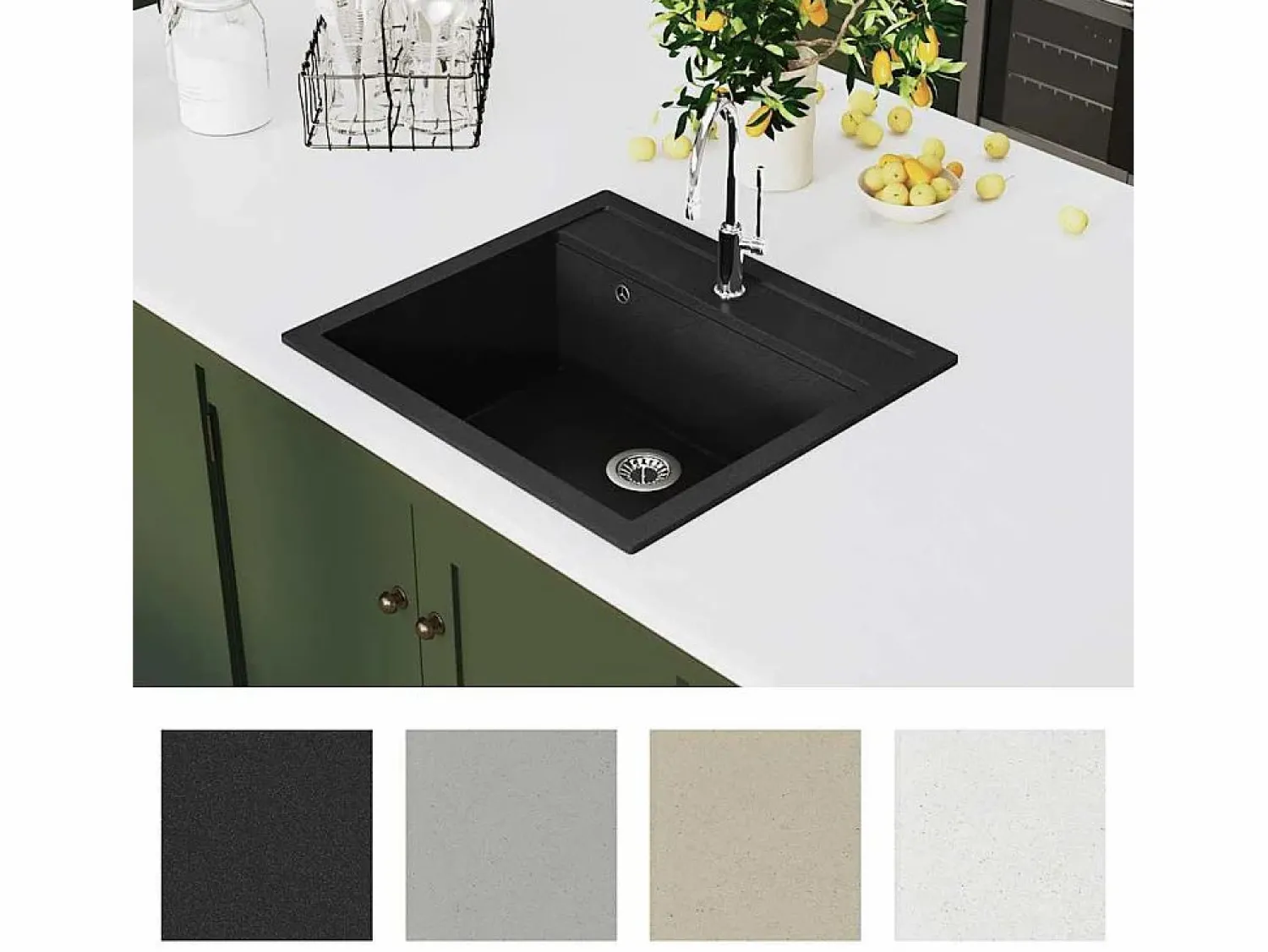 Outlet Fregadero de cocina de granito de un solo tazón Fregadero
