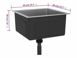 Clearance Fregadero de cocina hecho a mano de acero inoxidable Plateado