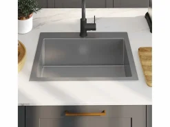 New Fregadero de cocina hecho a mano de acero inoxidable Plateado