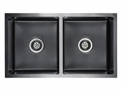 Clearance Fregadero de cocina hecho a mano de acero inoxidable Negro