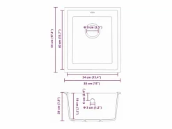 Clearance Fregadero de cocina 38 x 44 x 20 cm Granito Negro