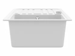 Fregadero de cocina reversible de granito crema de un seno con escurridor