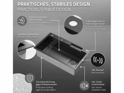 Hot ML-DESIGN Fregadero de cocina 80x46 cm lavabo rectangular antracita acero con accesorios Gris antracita