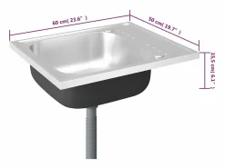 Fregadero de cocina y escurridor 600x500x155 mm acero inoxidable