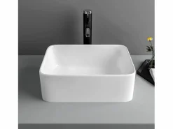 Sale Fregadero rectangular moderno en cerámica, lavabo de baño, bandeja de lavado , 400x300x135 mm Lavabo