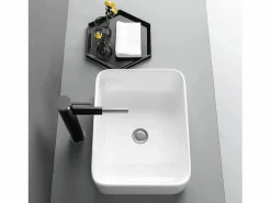 Sale Fregadero rectangular moderno en cerámica, lavabo de baño, bandeja de lavado , 400x300x135 mm Lavabo