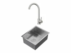 Best Vente-unique Fregadero SOELA de 55x45 cm + grifo ROMILY de acero inoxidable - Gris