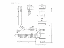 Outlet Fregadero XXL de cocina un seno 70x40cm lavabo con desagüe y rebosadero Fregadero