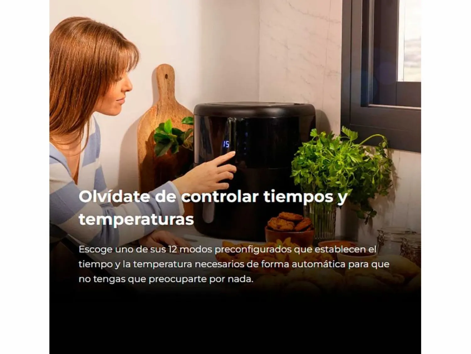 Sale Freidora de aire Cecotec Cecofry Bombastik 6000 1700W 6L 12 modos de cocinado Negro