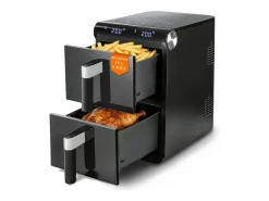 Outlet NETTLIFE Freidora de aire de 2 compartimentos y 11 L, 13 en 1, doble zona apilada, 2800 W, pantalla táctil, temporizador, cestas aptas para lavavajillas Negro