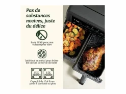 New Freidora sin aceite Airfryer AFD10OBLE 10,4L Doble Cubeta 2400W Negra, 7 Modos, Sin PFAS Pequeño Electrodoméstico