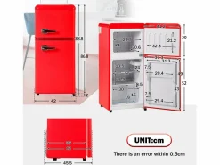 New Frigorífico de 60L con 2 puertas e iluminación LED - Consumo energético 102 kWh/año - Electrodomésticos De Frío