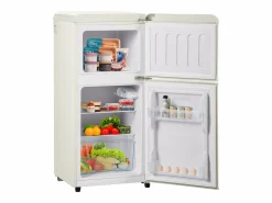 Hauss Spole Frigorífico de 60L con 2 puertas e iluminación LED - Consumo energético 102 kWh/año - crema