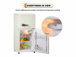 Hauss Spole Frigorífico de 60L con 2 puertas e iluminación LED - Consumo energético 102 kWh/año - crema