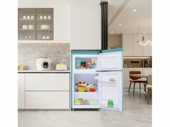 Discount Hauss Spole Frigorífico estilo retro de 72L con 2 puertas e iluminación LED - Congelador de 21L - Azul-verde Azul verdoso